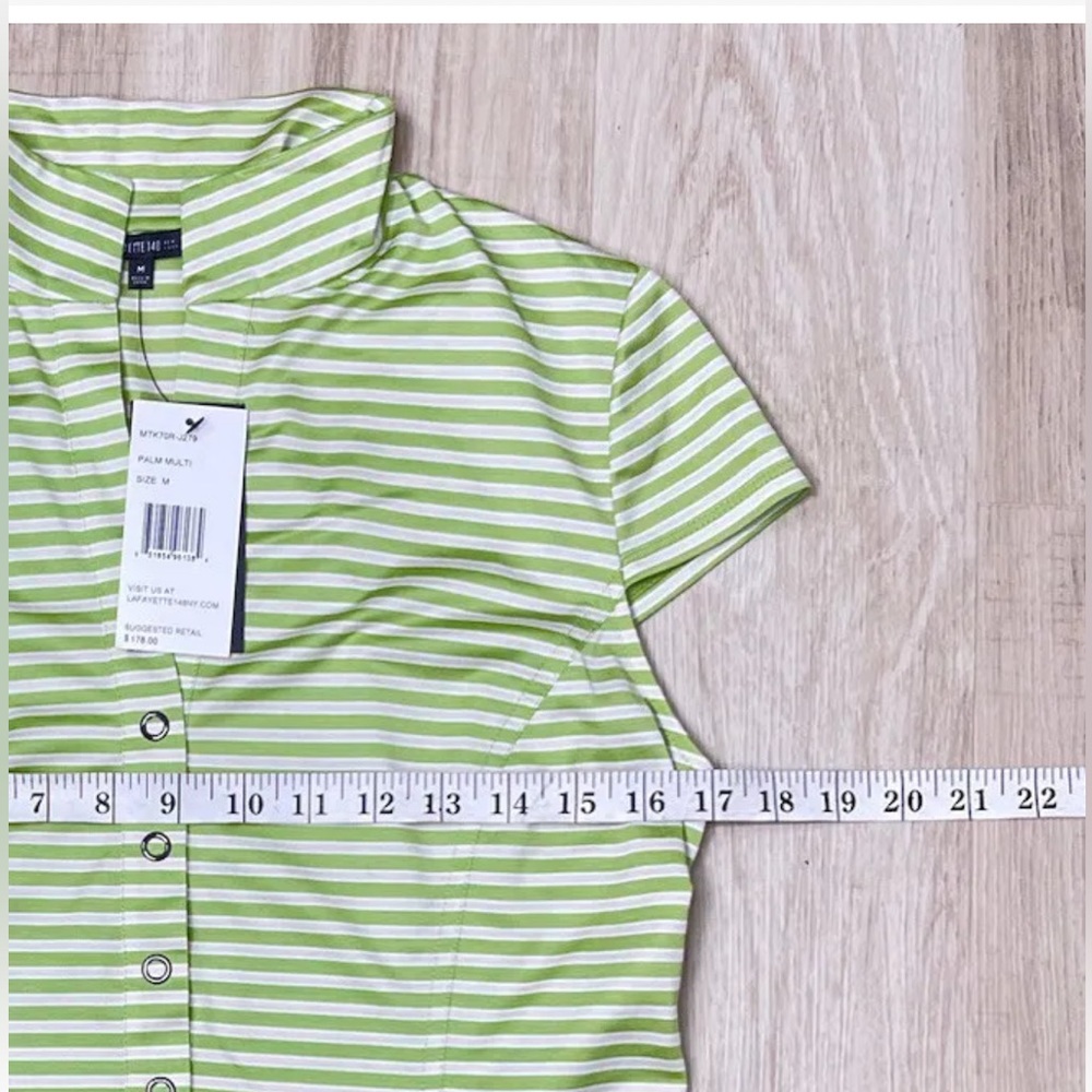 Lafayette 148 New York Cap Sleev Stripped Top. Size: M - Picture 5 of 7